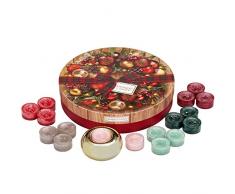 Yankee Candle Geschenkset, mit 10 duftenden Teelichten und 1 Teelichthalter in festlicher Weihnachtsbaum, Geschenkbox