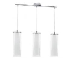 EGLO Pendellampe Pinto, 3 flammige Pendelleuchte, Material: Stahl, Farbe: chrom, Glas: klar, opal matt, weiß, Fassung: E27