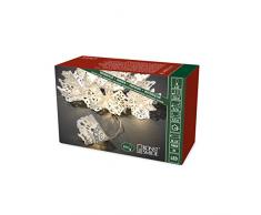 Konstsmide 3131-103 LED Dekolichterkette, weiße Papierschneeflocken / für Innen (IP20) / 6h Timer / 10 warm weiße Dioden / Batteriebetrieben: 3 x AA 1.5V (exkl.) / transparentes Kabel