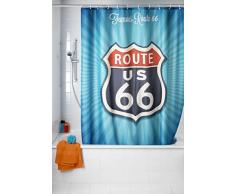WENKO 21587100 Anti-Schimmel Duschvorhang Vintage Route 66 - waschbar, 100 % Polyester, Mehrfarbig