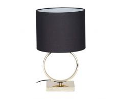 Relaxdays, black/gold Tischlampe Schwarz, runder Lampenschirm, originelles Design, E27, Nachttischlampe, HxD: 46 x 28 cm