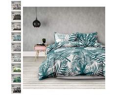 AmeliaHome Averi weiß dunkelgrün 2tlg Bettwäsche, Baumwolle, Bush, 140x200 + 50x75