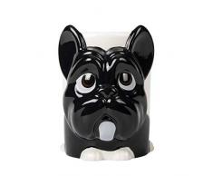 el & groove 3D Französische Bulldogge Tasse groß in schwarz, Tee-Tasse 350 m aus Porzellan, Kaffee-Tasse Hunde-Tasse, Dog Mug, French Bulldog, Hunde Deko Becher, Geschenk Weihnacht, Geschenk Hund Mann