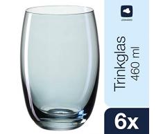 Leonardo Trinkglas Lucente, Wasser-Glas in modernem Stil, elegantes Saft-Glas in Blau, 460-ml Füllmenge, 6-teilig, 061780