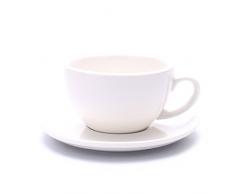 Coffeezone Latte Art Tasse und Untertasse, 3 Kapazitäten für Latte & Cappuccino & Double Espresso, New Bone China Mate for Coffee Shop & Barista 10.5 oz Glossy White