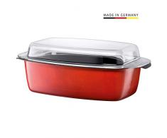 Silit Energy Red Bräter rechteckig, mit Glasdeckel 39 x 22 x 15 cm, Silargan Funktionskeramik, induktionsgeeignet, rot, 5,3 l