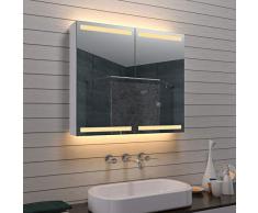 Lux-aqua Alu Badezimmer Spiegelschrank Badschrank Kosmetikspiegel MLA0870-D1, Silber, 80x70 cm