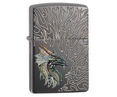 Zippo Dragon with Flames Design Feuerzeug, Messing, Grau, One Size