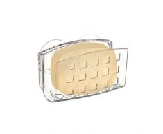 iDesign Basic Seifenschale mit Saugnäpfen, Seifen- und Schwammhalter aus Kunststoff, durchsichtig