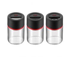 Silit Storio Gewürzstreuer-Set 3-teilig Feinstreuer Grobstreuer Gewürzglas Glas, Kunststoff, spülmaschinengeeignet