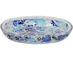 Maturi Seifenschale aus zerbrochenem Glas mit Mosaik, blau, 15 x 9.5cm