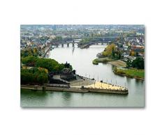 Calvendo Premium Textil-Leinwand 90 cm x 60 cm quer, Deutsches Eck in Koblenz | Wandbild, Bild auf Keilrahmen, Fertigbild auf echter Leinwand, Leinwanddruck: von Bingen bis Koblenz Orte Orte
