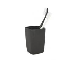 Wenko 20018100 Faro Black Zahnputzbecher-/ Zahnbürstenhalter, für Zahnbürste und Zahnpasta, Keramik, 7,5 x 10,7 x 7,5 cm, Schwarz