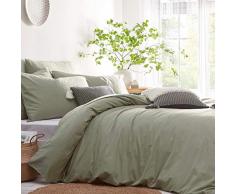 The Linen Yard The Stonehouse Bettwäsche-Set für Doppelbett, mit 2 Kissenbezügen, maschinenwaschbar, 200 x 200 cm, Baumwolle, Salbeigrün