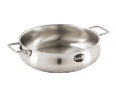 Barazzoni Tummy Stielkasserolle niedrig 2 Griffe Linie, Edelstahl 18/10 mit dreifachem Boden geeignet auch für Induktion, Made in Italy, Ø 26 cm
