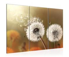 Bilder Blumen Pusteblume Wandbild 120 x 80 cm Vlies - Leinwand Bild XXL Format Wandbilder Wohnzimmer Wohnung Deko Kunstdrucke Braun 3 Teilig - MADE IN GERMANY - Fertig zum Aufhängen 023631a