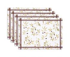 House and Home Platzsets aus Kork, 40,6 x 30,5 cm, 4 Stück, Kork, Olives Print, 16 x 12-Inch