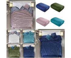 Zweiseitige Tagesdecke, Sesselschoner, Bettüberwurf, Luiz, Steppdecke, Velours, Weiche Sofadecke, Steppung, 70x160 cm, 170x210 cm, 220x240 cm, passende Kissenbezüge (Dunkelblau, 220 x 240 cm)