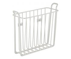 iDesign Classico Zeitschriftenhalter zum Hängen, wandmontierter Zeitungskorb für Bad, Küche etc., Ablage für Zeitungen und Magazine, Metall weiß