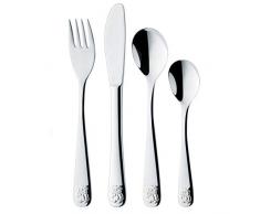 Paul Wirths PANDA Besteck-Set, für Kinder ab 3 Jahren, rostfrei, poliert & spülmaschinenfest, im Geschenketui, Edelstahl, Silber, 4-teilig, 4-Einheiten