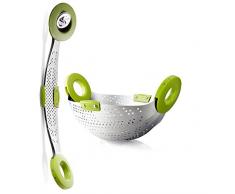 RMDLO Edelstahl-Abtropfsieb, zusammenklappbar, Dampfgarer, Edelstahl, Edelstahl, 38 x 7.5 x 4.6 cm