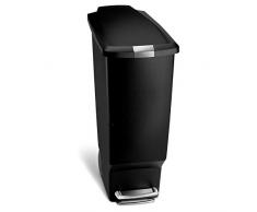 simplehuman, 40 Liter, schmaler Treteimer, schwarz, 5 Jahre Garantie
