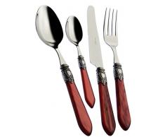 Bugatti BESTECK 24 TEILIG Set Edelstahl 18/10 (DE) Oxford Mother Pearl Griff Bordeaux Silber