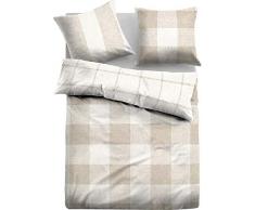 TOM TAILOR 0009886 Flanell Bettwäsche Garnitur mit Kopfkissenbezug (Baumwolle) 1x 155x220 cm + 1x 80x80 cm, beige
