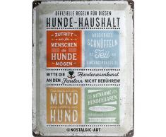 Nostalgic-Art 23245, PfotenSchild-Hunde-Haushalt Regeln, Blechschild 30x40 cm, Metall, Bunt, 30 x 40 x 0.2 cm