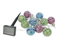 Cole&Bright L24310, Solar 10er - Mosaik - Lichterkette. Dual-Power Technologie, Glas, Transparent, 380 cm