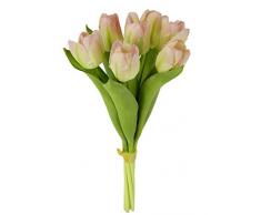 Real-Touch Tulpenbund mit 7 Blüten, 35 cm, Frühjahrsdeko, Frühlingsdeko, Osterdeko, Kunstblumen, Künstliche Blumen, hellrosa