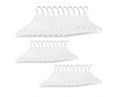 Relaxdays Kleiderbügel Holz 30er Set, Hosenstange, Röcke, Kleider, Jacken, Hemdenbügel, Haken 360° drehbar, weiß