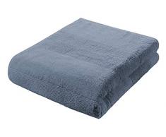 fleuresse Frottier 2828 großes Badetuch, mit Streifenbordüre und Kordelaufhänger, Ökotex Standard 100, Gewicht 550 gr. pro m², 90 x 200 cm, indigoblau