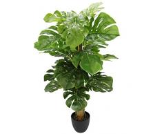 Flair Flower Kunst Splitphilopflanze im Topf Monstera Seidenblumen Real Touch grün Kunstpflanzen künstliche Splitphilo Pflanze Dekopflanze Zimmerpflanze 90 cm
