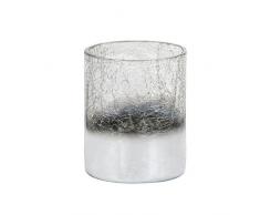 YANKEE CANDLE Platinum Fade Teelichthalter, Glas, Silber/weiß transparent, 7 x 6 x 6 cm