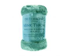 Luxus Kunstfell groß Blaugrün Mink Fleece Überwurf über Sofa Bett Weiche Warme Decke, Blaugrün, Single - 125 x 150cm