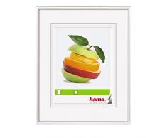Hama Bilderrahmen Sevilla, 15 x 20 cm mit Papier-Passepartout 10 x 15 cm, hochwertiges Glas, Kunststoff Rahmen, zum Aufhängen und Aufstellen, weiß