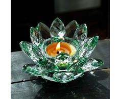 XIANGBAN Kristall-Kerzenständer Lotus-Kerzenständer Home Feng Shui Dekoration mit Geschenkbox grün