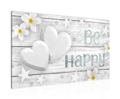 Bilder Blumen Herz Wandbild 70 x 40 cm Vlies - Leinwand Bild XXL Format Wandbilder Wohnzimmer Wohnung Deko Kunstdrucke Weiß 1 Teilig - MADE IN GERMANY - Fertig zum Aufhängen 020614a