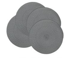 Doupoo Tischset Rund für Küche, Vinyl Woven Tischsets hitzebeständig Tisch Matten Dark Grey Set of 4