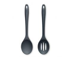 Zeal JSET6T Kochlöffel und Löffel aus Silikon, antihaftbeschichtet, Dunkelgrau, 2 Stück