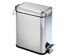 WENKO 19775100 Treteimer Square Glänzend, Kosmetikeimer, Mülleimer, Edelstahl rostfrei, 14 x 29.5 x 28 cm