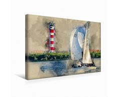 Premium Textil-Leinwand 45 cm x 30 cm quer Segeln | Wandbild, Bild auf Keilrahmen, Fertigbild auf echter Leinwand, Leinwanddruck