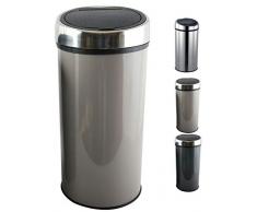 MSV Design Treteimer Abfalleimer Mülleimer mit Inneneimer geruchsdicht - 30 Liter - mit Touch Automatik und Inneneimer Taupe