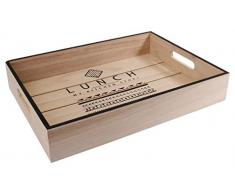 THE HOME DECO FACTORY KA2525 Serviertablett, Holz, Beige-Schwarz, 35 x 26 x 6 cm