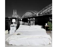 Apalis 94684 Vlies / Fototapete Köln bei Nacht II Breit | Vlies Tapete Wandtapete Wandbild Foto 3D Fototapete für Schlafzimmer Wohnzimmer Küche | Größe: 255x384 cm