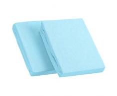 Kinzler C-10048/16 Mikrofaser Frottee Spannbetttuch Uni, 2x 90-100x190-200 cm, hellblau