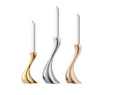 Georg Jensen Cobra Kerzenständer, Edelstahl, Rose Gold, 8 x 8 x 16 cm