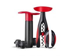 Le Creuset, Weinpumpenset, Korkenzieher, Kapselschneider, Kirschrot, GS400