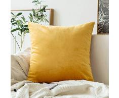 MIULEE Kissenbezüge, Samt, weich, dekorativ, quadratisch, für Sofa, Schlafzimmer, Auto 12x12 Orangegelb